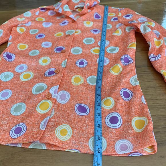 Vintage 70s Shirt Set Small Polka Dot Tank Button Down Long Sleeve Pastel - Picture 11 of 16